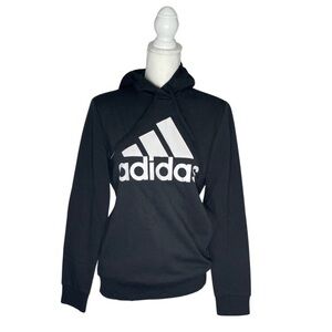 Adidas Black Hoodie Sweatshirt Women’s Logo Pullover Black/White NWT
